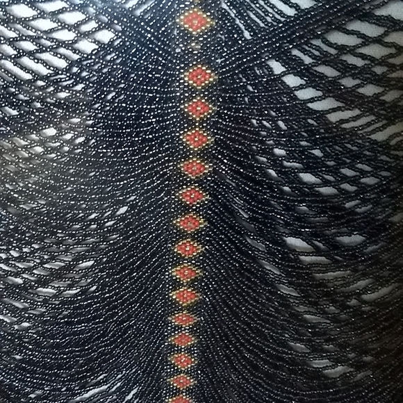 VINTAGE BEADED NECKLACE/SHALL COLOR BLUE - Picture 2 of 11